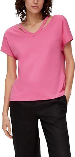 s.Oliver - Shirt - Fuchsia - V-hals - Kwartmouw - Losse Pasvorm