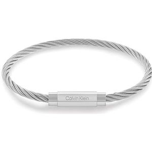 Calvin Klein Heren MODERN GRID Collectie Armband in roestvrij staal of leer, Eén maat, Roestvrij staal, Geen edelsteen