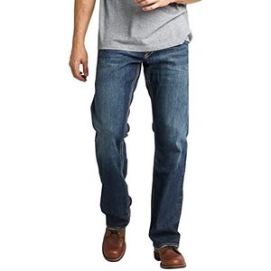 Silver Jeans Co. Zac Relaxed Fit Straight Leg Jeans voor heren, Donker indigoblauw, 32W x 30L