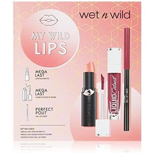 Wet n Wild, My Wild Lips Make-up Set, Make-up Kit met Lip Liners en Lipsticks, met Vitamine E en Hyaluronzuur, Cadeau voor Meisjes,Rood