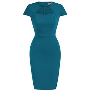 GRACE KARIN Dames jaren 50 vintage potlood jurk cap mouw wiggle jurk CL7597, Pauw Blauw, L