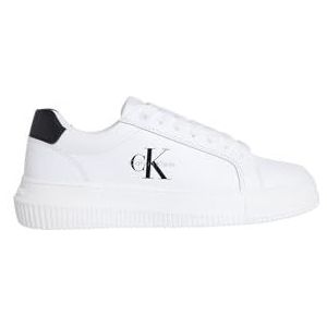 Casual - Wit/Zwart - Vetersluiting - Plateau Hak - Textiel Binnenzool