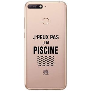 Zokko Beschermhoes voor Huawei Y6 Prime 2018, Jpeux Pas J'Ai zwembad, zacht, transparant, zwarte inkt.