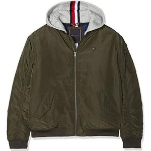 Tommy Hilfiger Essential bomberjack met capuchon voor jongens, groen (Forest Night 302), 92 cm