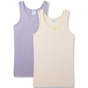 Sanetta Meisjesonderhemd (dubbelpak) off-white | Hoogwaardig en duurzaam onderhemd voor meisjes van katoenmix. Inhoud: set van 2 ondergoed voor meisjes, beige, 164 cm