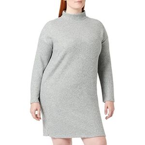 TOM TAILOR Dames Plusize basic jurk met geribbelde structuur 1034961, 30282 - Concrete Grey Melange, 54