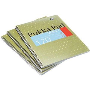 Pukka Pad Notebook Wirebound Vellum 80gsm gelinieerd en marge 120 pagina's A4 Ref VJM/1 [Pack 3], bruin