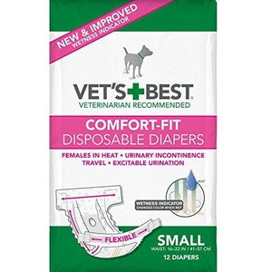Vet's Best Comfort Fit Hondenluiers | Wegwerp vrouwelijke hondenluiers | Absorberend met lekvrije | Klein, 12 tellen