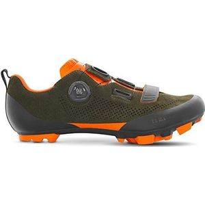 fizik X5 Terra mountainbike-schoen – adaptieve pasvorm, koolstofvezel, Microtex, Militair groen oranje fluo, 38 EU