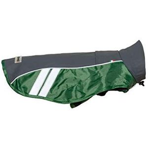 CHIARA Regenjas met tuigje model Dirk, maat: 3XL (regenjas met geïntegreerd harnas, 100% waterdicht, wasbaar op 40 graden, reflecterende strepen, individueel aanpasbaar), kleur: grijs/groen