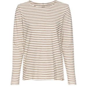 camel active - Longsleeve Shirt - Caramel-Wit - Biologische Katoen
