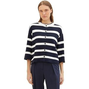 TOM TAILOR Gebreid vest voor dames, 35236 - Navy Offwhite Stripe Knit, L