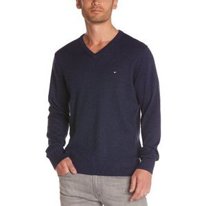 Tommy Hilfiger Pullover met V-hals, lange mouwen, heren, blauw (Navy Blazer Htr), M