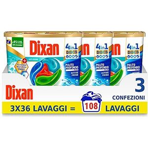 Dixan Discs Wasmiddelcapsules, wasmiddel voor wasmachine in capsules, geurremmend, 108 wasbeurten