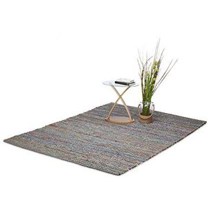 Relaxdays Katoenen tapijt, handgeweven woonkamertapijt, geweven tapijt voor de kinderkamer, 160 x 230 cm, grijs/kleurrijk