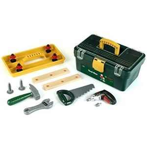 Theo Klein 8305 Bosch-gereedschapskoffer I Met Ixolino-accuboormachine en talrijke accessoires zoals een hamer, zaag en verstelbare moersleutel