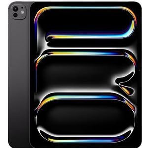 Apple iPad Pro 13"" (M4): Ultra Retina XDR-display, 2 TB, Landscape 12 MP camera aan de voorkant/12 MP camera aan de achterkant, LiDAR-scanner, wifi 6E, Face ID, Standaardglas – Spacezwart