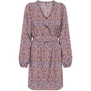 Onlnova Life Elite L/S SIRI Dress AOP, Rood Orange/Aop: 591 Soul, M