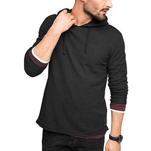 edc by ESPRIT Heren shirt met lange mouwen met capuchon - slim fit, zwart (black 001), S