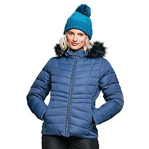 Dare 2b Glamorize II ski-jas, isolerend, waterdicht en ademend, met afneembare capuchon en sneeuwvanger, waterdichte jassen voor dames, Dark Denim, FR: 2XL (maat fabrikant: 18)