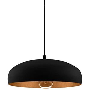 EGLO Hanglamp Mogano 1, 1 lichtpunt, vintage, industrieel, hanglamp van staal in zwart, koper, eettafellamp, woonkamerlamp hangend met E27-fitting