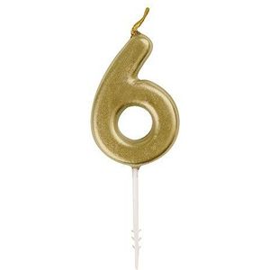 Mini Metallic Gold Number 6 Pick Verjaardagskaars (3cm x 11cm) - Elegante en Oogverblindende Feestdecoratie - Perfect voor Verjaardag/Jubileum Evenementen - 1 st