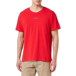HUGO Heren gekoppelde T-shirt Logo-Print Pyjama T-Shirt in Stretch Katoen, Open Pink693, XXL