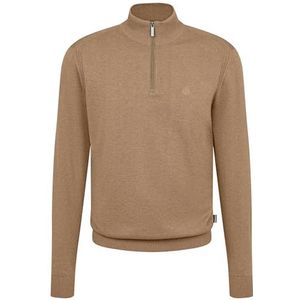 bugatti Gebreide trui voor heren, opstaande kraag, korte ritssluiting, regular fit, 60-taupe, 3XL