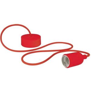 Vellight Siliconen hanglamp met textielkabel, 100 cm, verstelbaar, fitting E27, rood