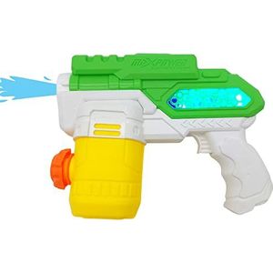 alldoro 63077 elektrisch water power waterpistool ca. 22 cm, waterkanon met licht, bereik tot 8 meter, waterspuitpistool voor strand, tuin en vrije tijd, voor kinderen vanaf 3 jaar, groen