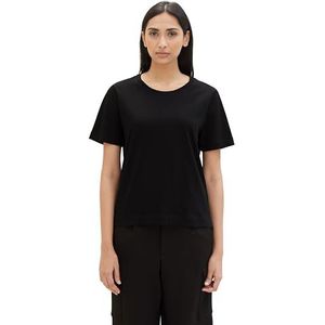 TOM TAILOR Basic T-shirt voor dames met ronde hals, 14482 - Deep Black, XS