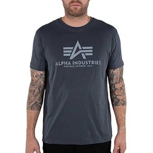 Alpha Industries Basis T-shirt Reflecterende print voor mannen Grey Black/Refl