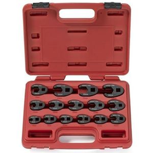 NEIKO 03324A Crowfoot Wrench Set 1/2"" en 3/8"" Drive, 15-delig, Metrische kraaien Voetsleutel Maten 8mm-24mm, Chrome-Moly Flare Moer Wrench Set