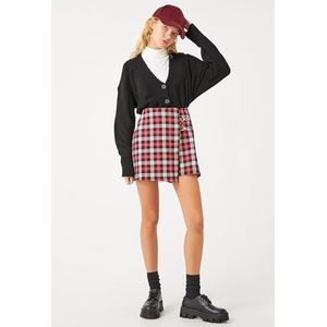 Koton Dames Metal Accessory Detail Skort, Fushia Check (3c0), 34