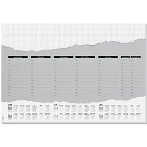 SIGEL HO305 Bureauonderlegger van papier, 3-jarige kalender met weekoverzicht en uurrooster, A2 (59,5 x 41 cm), wit en grijs, 52 vellen