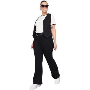 Trendyol Dames rechte hoge taille plus size jeans, zwart, 42 NL