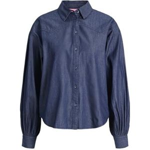 Jxdebby Chambray Ls Balloon Shirt WVN, Dark Medium Blue Denim, S