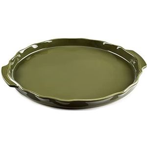 ESPRIT DE CUISINE - Ronde keramische ovenschaal - Ergonomische handgrepen - Krasbestendig email - Gemakkelijk Te Reinigen - Gemaakt in Frankrijk - 1,8L - 38,6x36x3cm Buiten - Kaki Groen