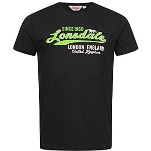 Lonsdale Men's CROXTON T-shirt, zwart/neon groen, M