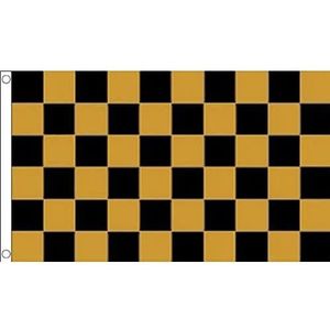 AZ FLAG - Black And Gold Check Flag - 3x5 Ft - 100D Polyester Checkered Racing Banner with Two Metal Grommets - Fade Resistant - Vivid Colors - 3' x 5' Feet - 150x90 Cm