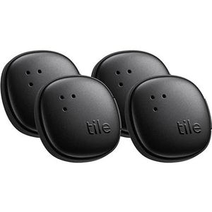 Tile by Life360 Sticker Bundle - Kleine Bluetooth-tracker, afstandsbedieningfinder en itemfinder voor fietsen, bril en meer. Zowel iOS- als Android-compatibel. Telefoonfinder. 4 stuk (zwart)