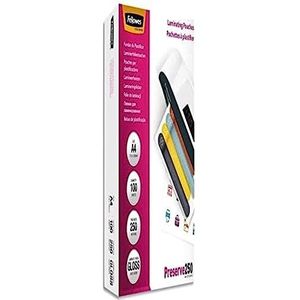 Fellowes Lamineerfolie A4, 250 micron (2 x 250 mic), hete lamineerfolie met glanzende afwerking, zeer sterk, 100 stuks