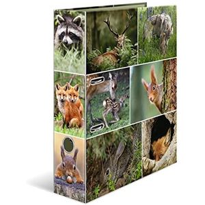 HERMA 7202 map DIN A4 dierenwerelden bosdieren, set van 10, 7 cm breed, stabiel karton, gekleurde buiten- en binnendruk in hoogwaardig design, ringmap, kantoormap, motiefmap