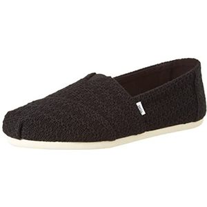 TOMS Gebreide Alpargata platte instappers voor dames, Zwart, 37 EU