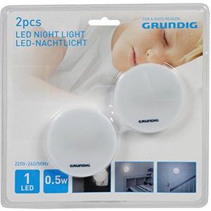 Grundig LED - Nachtlicht (2 stuks), plastic, wit, 7 x 7 x 4,8 cm