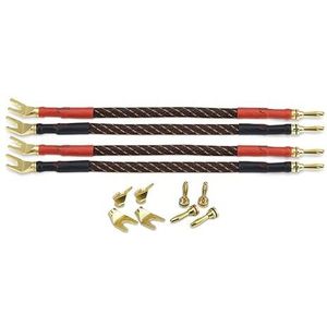 Dynavox Bi-Wire kabelbruggen 2x rood / 2x zwart, puur koper (99,99 OFC), verwisselbare banaanstekker/vorkschoenen, set van 4