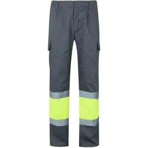 Velilla 157 - Broek met hoge zichtbaarheid (maat XXL) kleur grijs en fluor geel