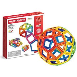 Magformers 62-piece Magnetic Building Blocks Tiles Toy. Magnetic STEM Toy With Squares, Triangles, Pentagons With Sealed Magnets That Rotate. Used In Schools For Maths And Geometry.