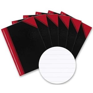 Bantex notitieboek A6 gelinieerd, 96 vellen, 70 g/m², zwart, 6 stuks