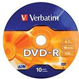 Verbatim 43729"DVD-R 4,7GB 16x 10er" wrap spindel zilver